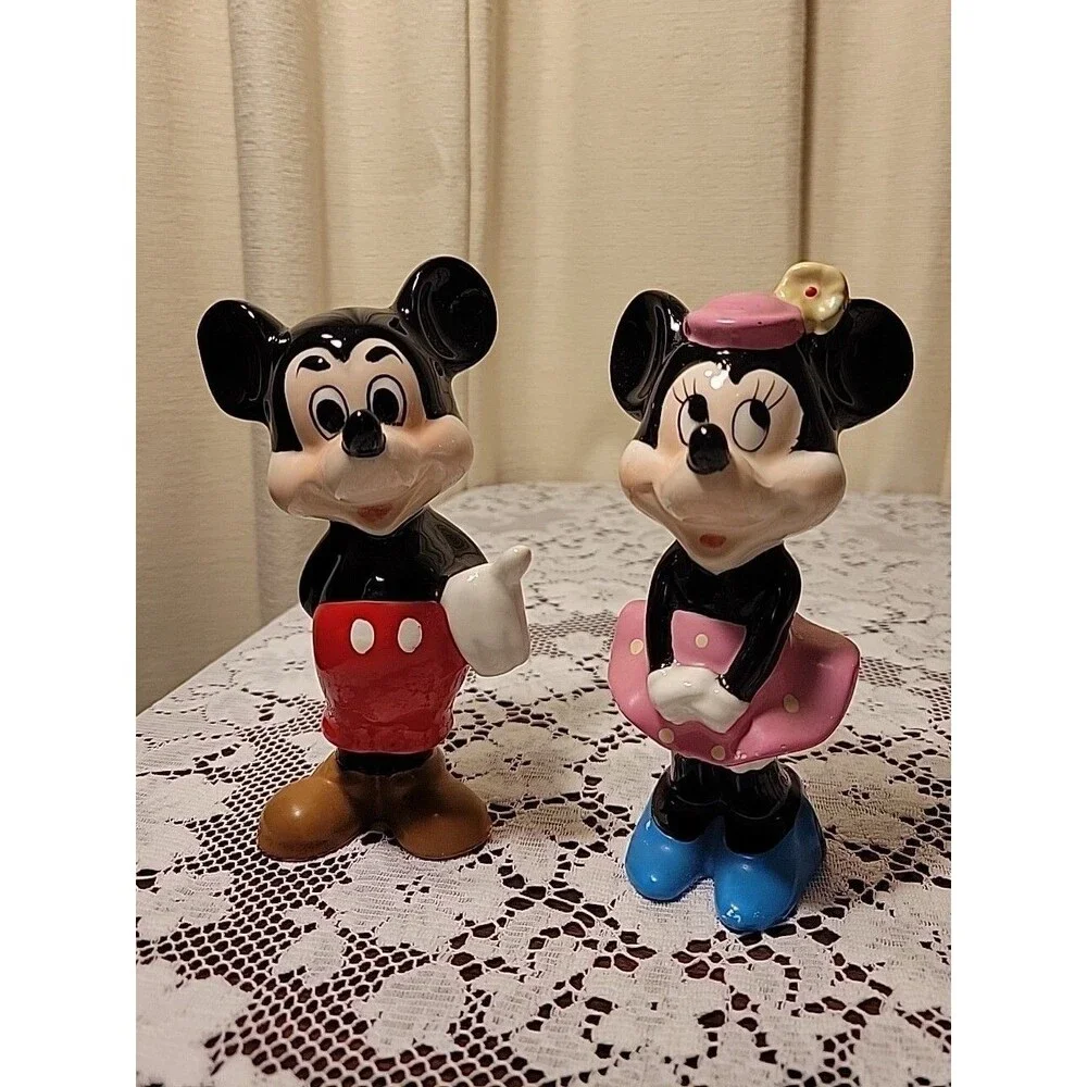 Vintage Disney Japan Mickey & Minnie Ceramic Figurines~6 Inch